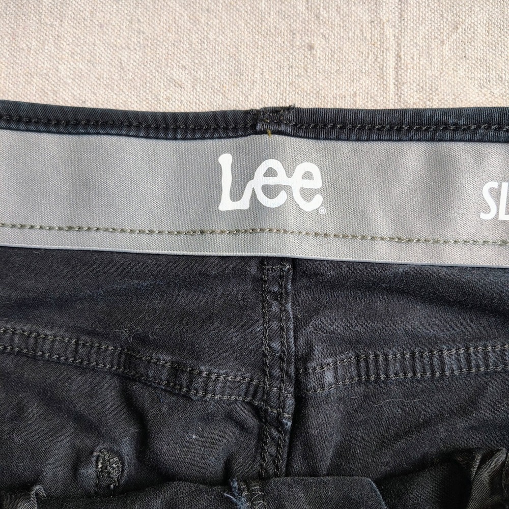 Lee Mens 38x32 Slim Straight Pants Black Stretch Cotton Gorpcore Minimalist - Picture 5 of 9